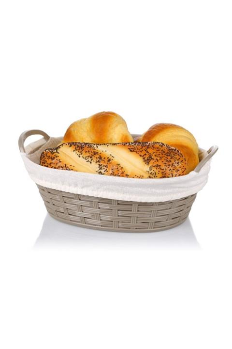 Bora Plastik Hasır Desenli Ekmek Sepeti Oval Bezli 24 Cm