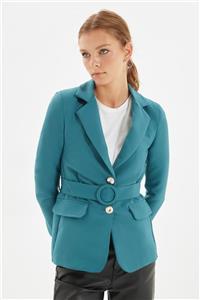 TRENDYOLMİLLA Yeşil Düğme Detaylı Blazer Ceket TWOAW22CE0185