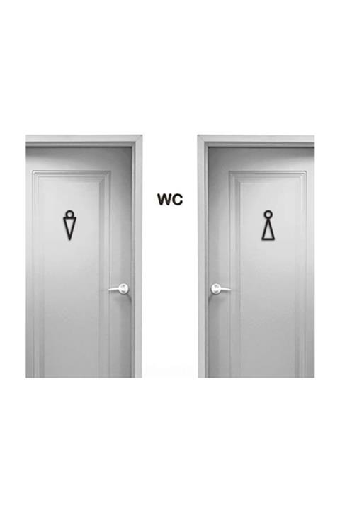 CajuArt Modern Ahşap Erkek Kadın  Wc Tuvalet Kapı Yönlendirme Işareti