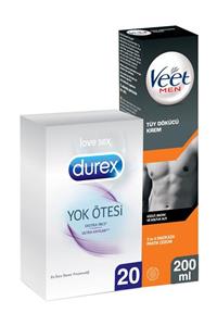 Durex Yok Ötesi Ultra Kaygan 20'li Prezervatif + Veet For Men Tüy Dökücü Krem 200 ml