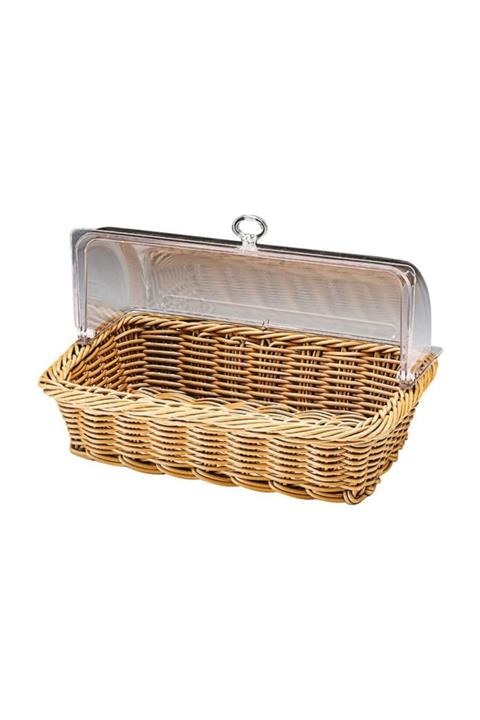 Zicco Polikarbon Rolltop Kapaklı Ekmek Sepeti, Fanus 44x29 Cm