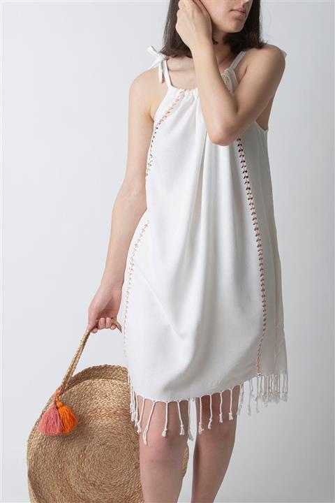 İrya New Meltem Askılı Plaj Elbisesi Beyaz