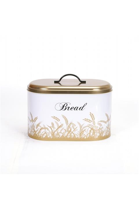 EVLE Buğday Desenli Metal Ekmek Sepeti 11 Lt - Beyaz
