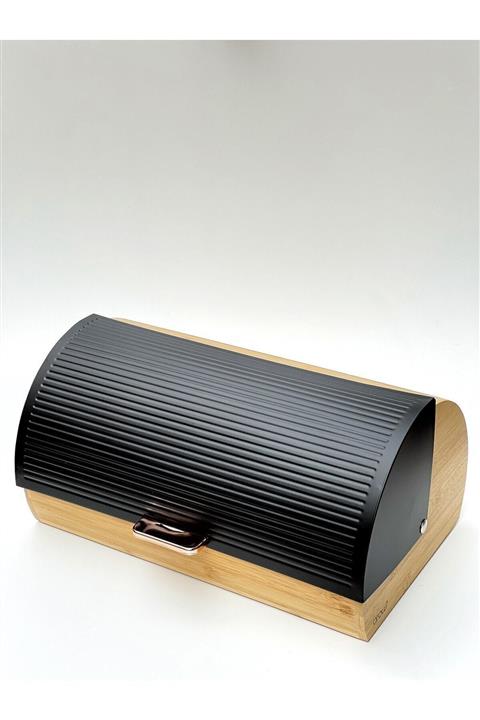 Kuzey Home Bambu Siyah Lüx Ekmeklik Metal Raylı Sistem Kapaklı