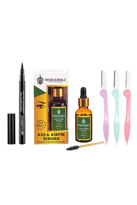 Sword & Shield Sword Shield Kaş Ve Kirpik Serumu + 3'lü Kaş Usturası + Gabrini Pen Eyeliner