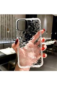 mooncase Iphone 13 Uyumlu 3d Prizma Dokulu Beyaz Kenar Detaylı Şeffaf Silikonlu Telefon Kılıfı