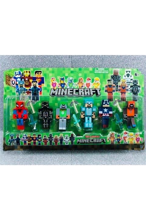 utoys Mine Craft 6'lı Figür Oyuncak Örümcek Adamlı Lego Set
