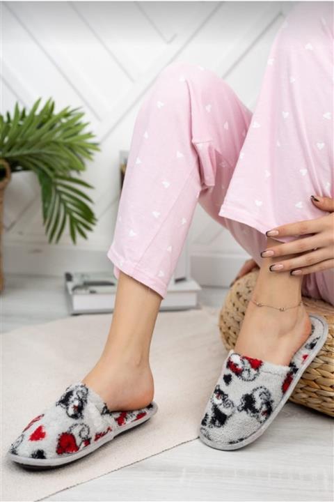 Uzay Giyim Kalp Ve Kedi Desenli Ev Terliği