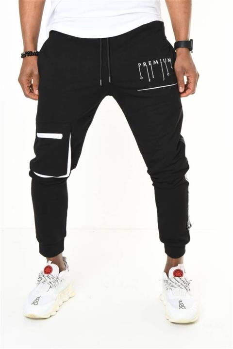 DAVID&GERENZO Ribana Paça Kargo Cepli Siyah Jogger Pantolon