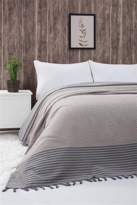 Wellstil Bej Peştamal Dokuma Yatak Örtüsü