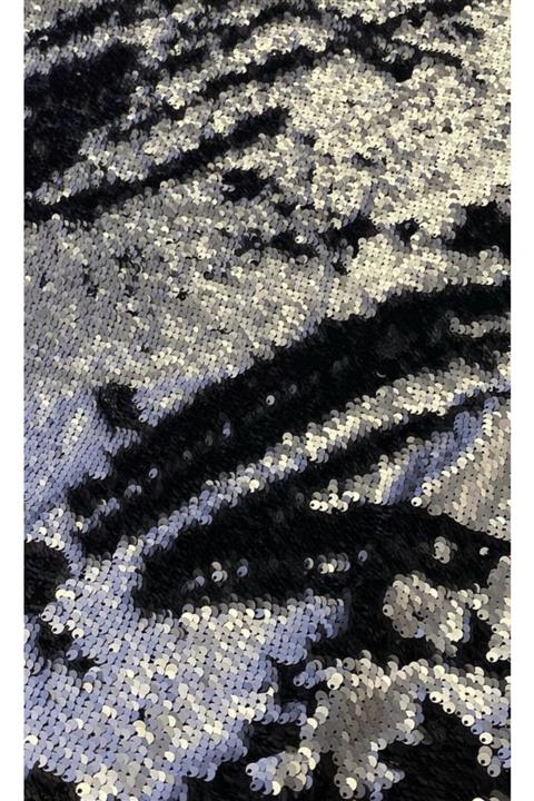 Trakya Kumaş Siyah Gümüş Çift Yönlü Payet