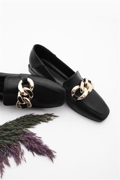 Marjin Kadın Loafer Makosen Ayakkabı Modena Siyah