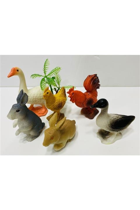 toysandmore Karabatak Sincap Tavşan Tavuk Horoz Kaz 7 Parça Hayvan Seti Oyuncak