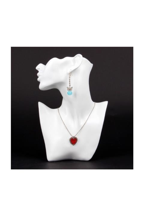 Aydın Decor Polyester Boyalı Beyaz Kolye Küpe Manken (aydındecor)