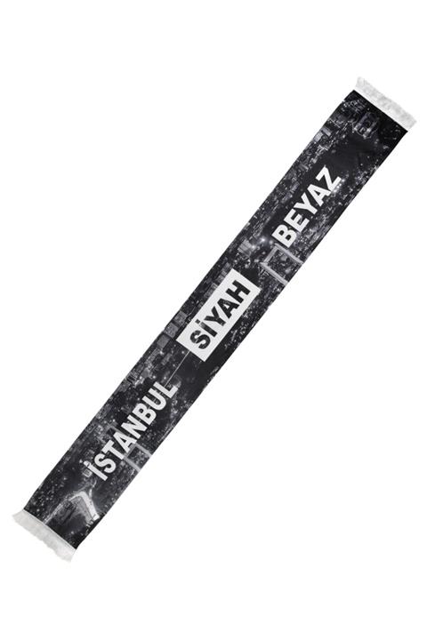 Beşiktaş Istanbul Siyah Beyaz Saten Atkı