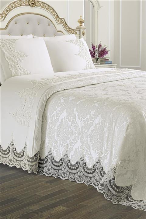 Çeyiz Diyarı Fransız Güpürlü Çeyizlik Pike Takımı Arus Krem