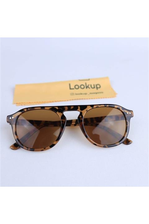 LOOKUP Lookup Unısex Oval Leopar Brown Çerçeve Güneş Gözlüğü