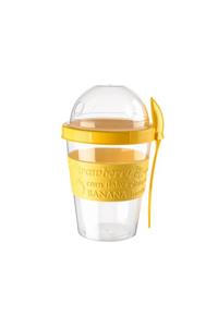 Wuhu Home Sarı Meyve Hazneli Kaşıklı Portatif Yoğurt Kabı 600ml