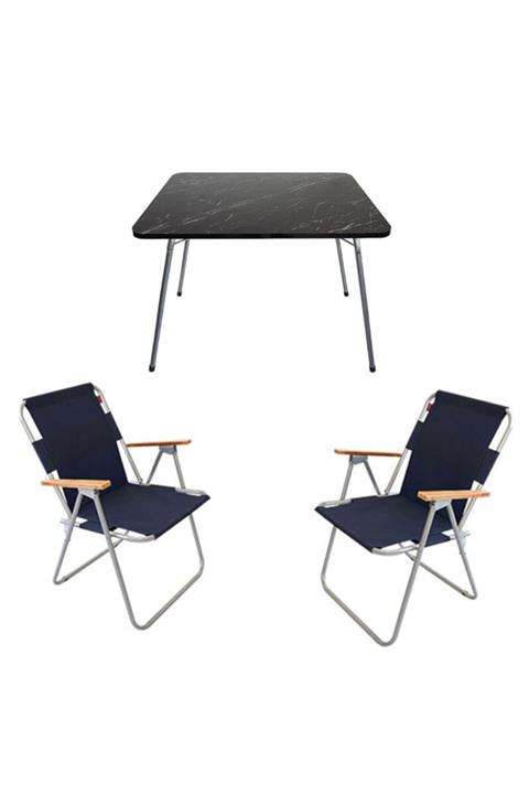 Tubix Lacivert Katlanır Kamp Masa Sandalye Seti