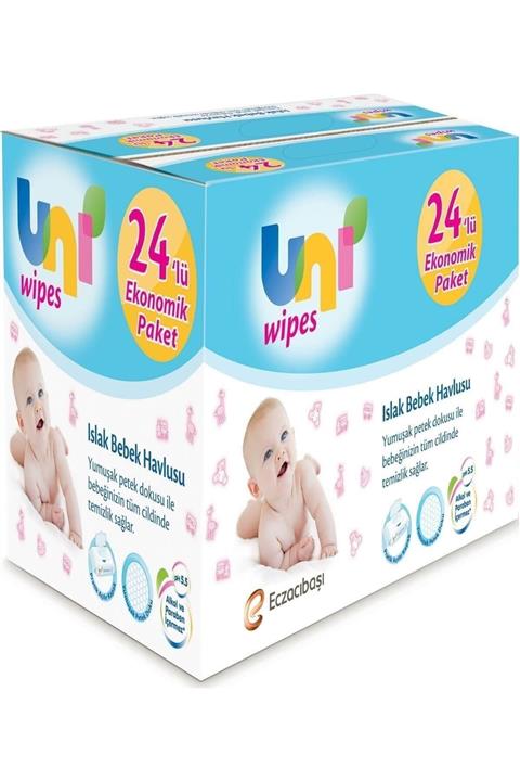 Uni Baby Wipes Islak Havlu 60 Yaprak 24'lü Fırsat Paketi