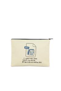 Çınar Bez Çanta Clutch Word Kanvas Makyaj Çantası