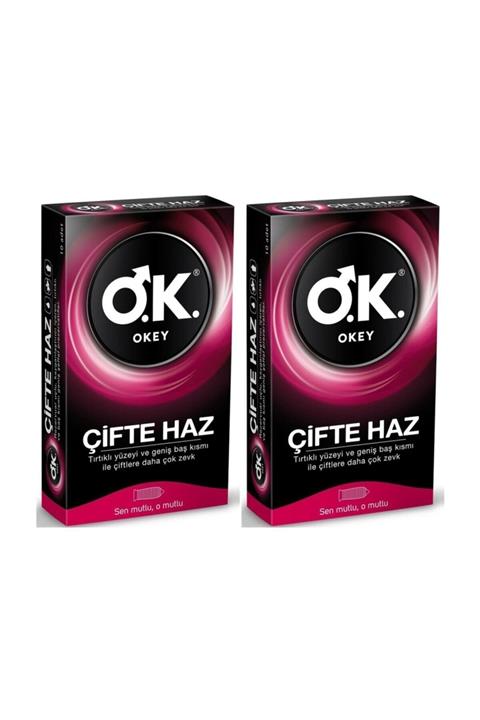 Okey Çifte Haz Tırtıklı Prezervatif 10 + 10 Lu