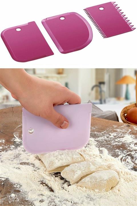 QNİAY 3lü Set Pasta Kek Hamur Kazıyıcı Hamur Pasta Börek Kek Çörek Peynir Şekillendirici Mutfak Seti