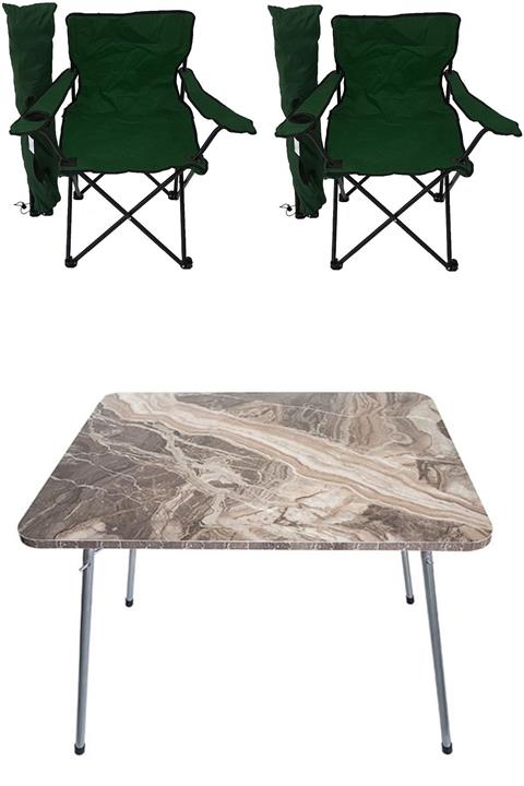 Bofigo Katlanır Masa ve 2 Adet Katlanır Sandalye Kamp Seti Yeşil