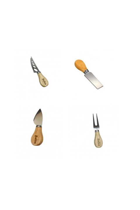 mutfak Peynir Sunum Seti 4 Parça Ahşap Saplı