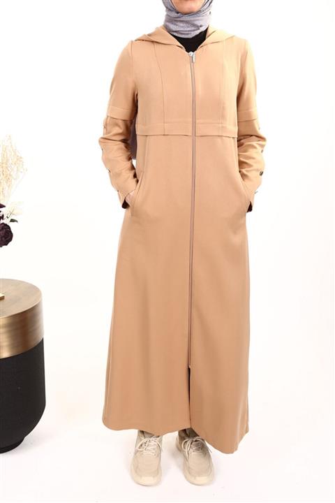 Micca Kapişonlu Kol Detaylı Cepli Pardesü/kap Camel