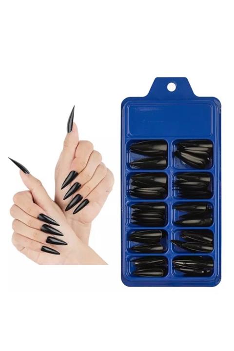 SİNKA Takma Tırnak Sivri Stiletto 100 Adet Özel Kutulu Siyah