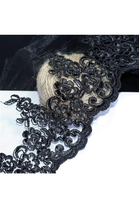 tuhafiyecimiz 11cm Kordoneli Siyah Fransız Dantel 954