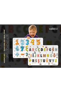 Walldeco 2'li Set Harfler Ve Rakamlar Bul-tak Eğitici Ahşap Çocuk Puzzle