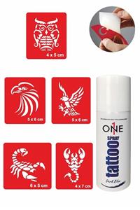 ONE SPRAY TATTOO Akrep Kartal Dövmesi Geçici Dövme Seti Dark Sprey Ve 5 Desen