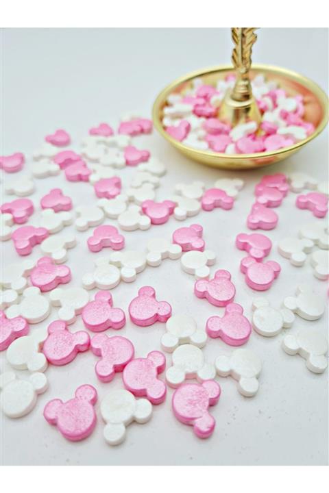 PASTA VİTRİN Şeker Pasta Süsü Miki Mouse Pembe Beyaz - 80 Gr