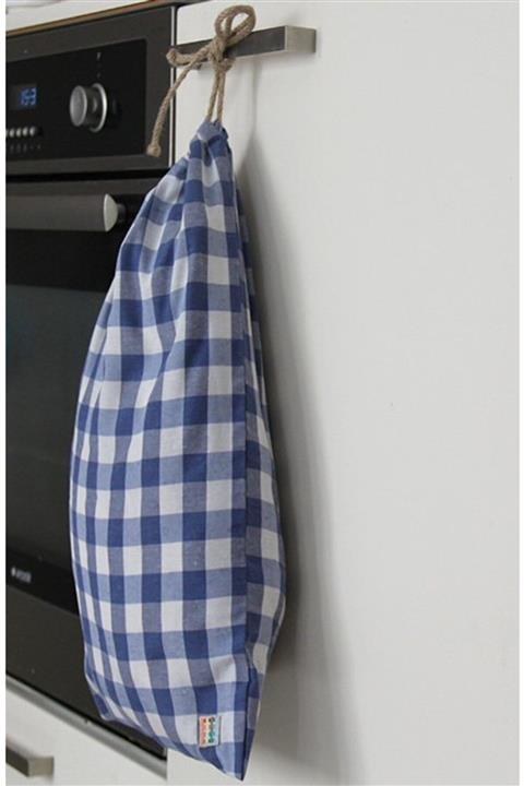 Çizgikare Pastel Mavi Kareli Ekmek Kesesi