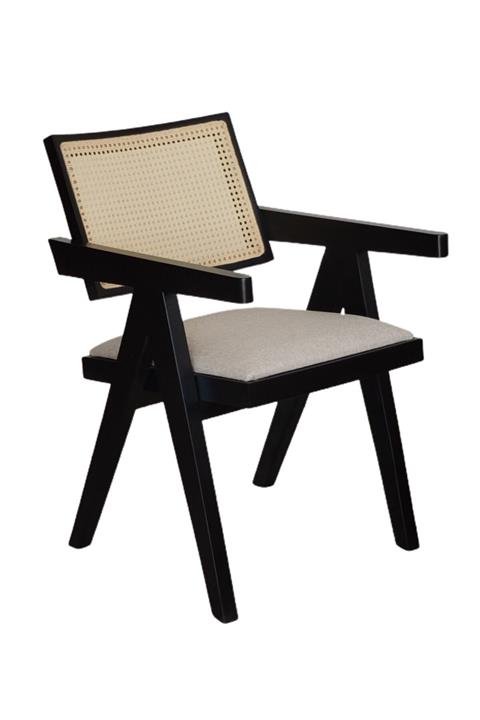 Ankara Mobilya Akseki Kumaşlı Ahşap Hasır Sandalye Yeni