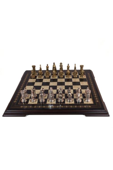 Helena Wood Art Flat Ayaklı Satranç Seti | Metal Figürlü