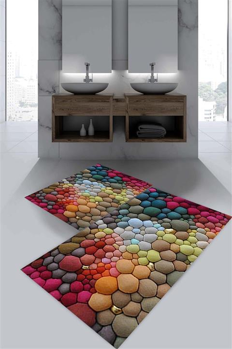 Evsebu Rengarenk Bubble Banyo Paspası