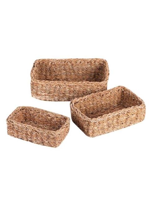 PANALI Hasır 3 Lü Sepet,hasır Ekmek Sepeti, Havlu Ve Dekoratif Sepet
