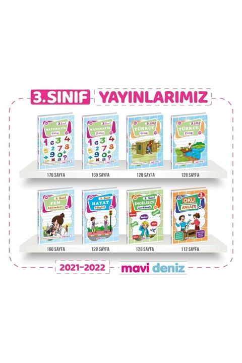 Mavi Deniz Yayınları Mavi Deniz 3. Sınıf 8 Kitap Set 2021 - 2022