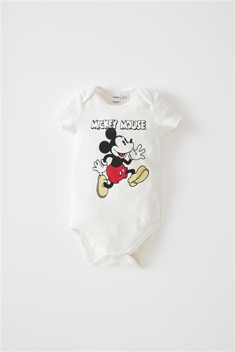 DeFacto Erkek Bebek Mickey Mouse Lisanslı Pamuklu Kısa Kollu Çıtçıtlı Body V5296A221AU