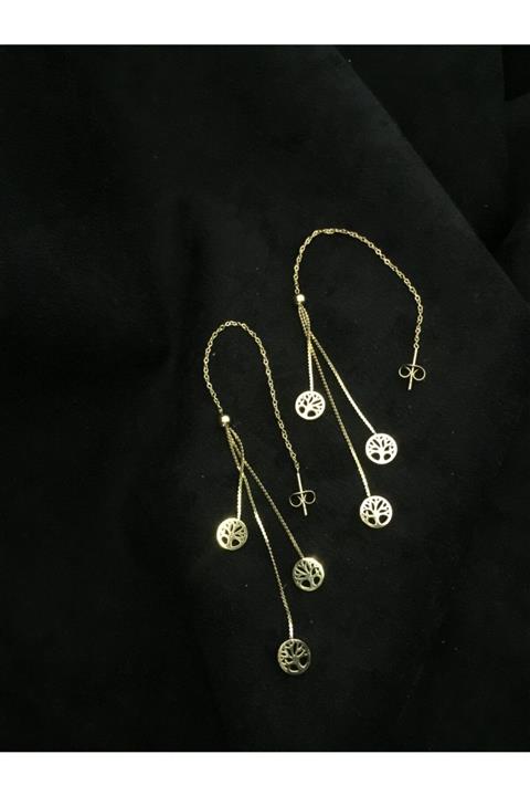 MEG'S STORE Orijinal Çelik Çoklu Uzun Zincir Sallantılı Küpe Kararmaz