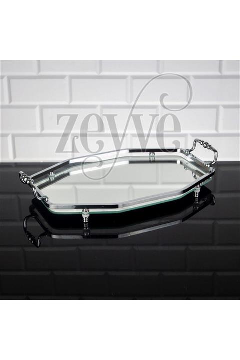 Zeyve Klas Prizma Gümüş Tepsi Orta 36x23 Cm