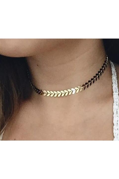 Nishstyle Altın Renk Balıksırtı Zincir Choker Kolye