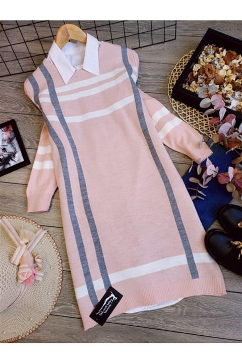 MODALARA Pudra Uzun Kazak Triko Tunik