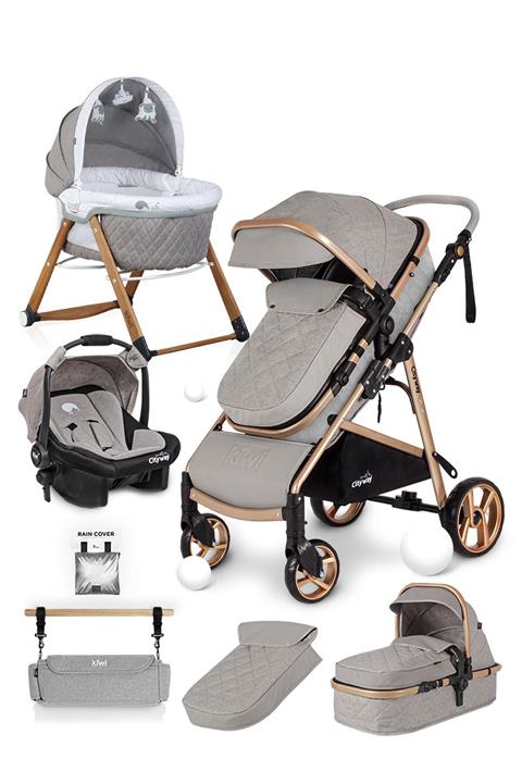 Kiwi 6 IN 1 Yenidoğan Set City Way Bebek Arabası ve Sleeper Sallanabilir Beşik-Vizon