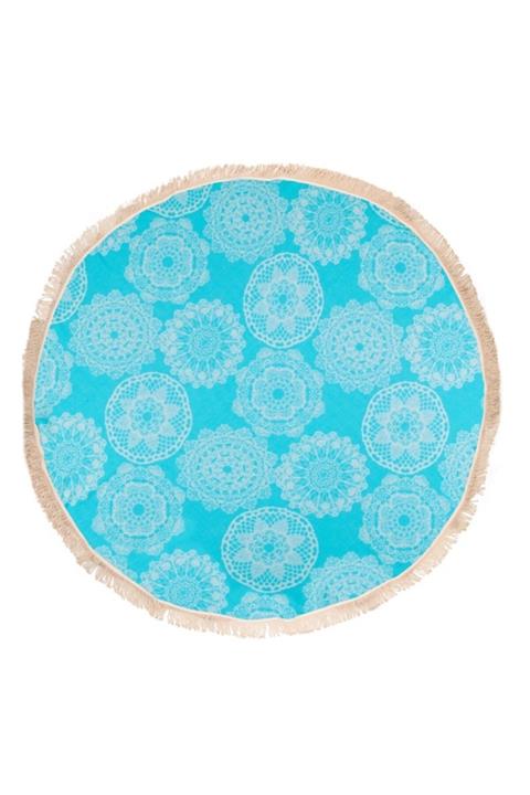 Begonville Lace Turkuaz Yuvarlak Peştemal