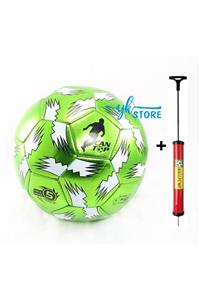 YKSTORE Yeşil Desenli Futbol Topu Ve Şişirme Pompası Hediye