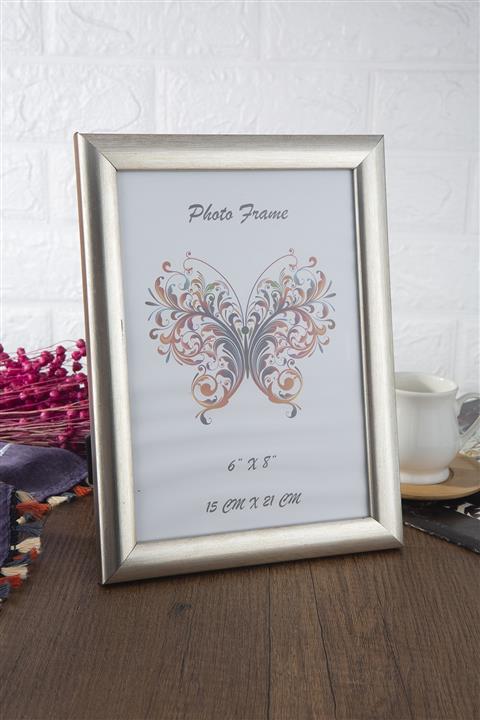Seniste Dekoratif Resim Çerçevesi Tekli Gümüş Ayarlanabilir Ayaklı - Duvara Asılabilir 15x21 Cm